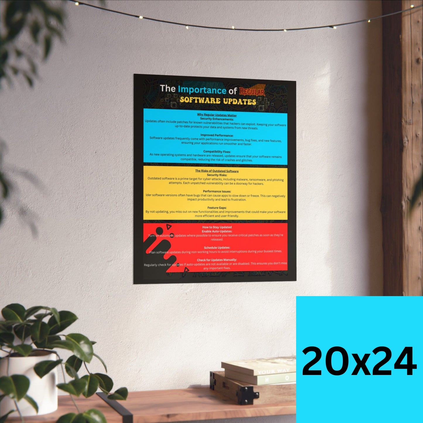 The Importance of Regular Software Updates - IT Educational Poster for Cybersecurity, Software Performance, and System Maintenance | Perfect for Offices, Classrooms, and IT Workspaces | Available in 7 Sizes: 9x11, 10x13, 11x14, 14x18, 16x20, 20x24, 22x28