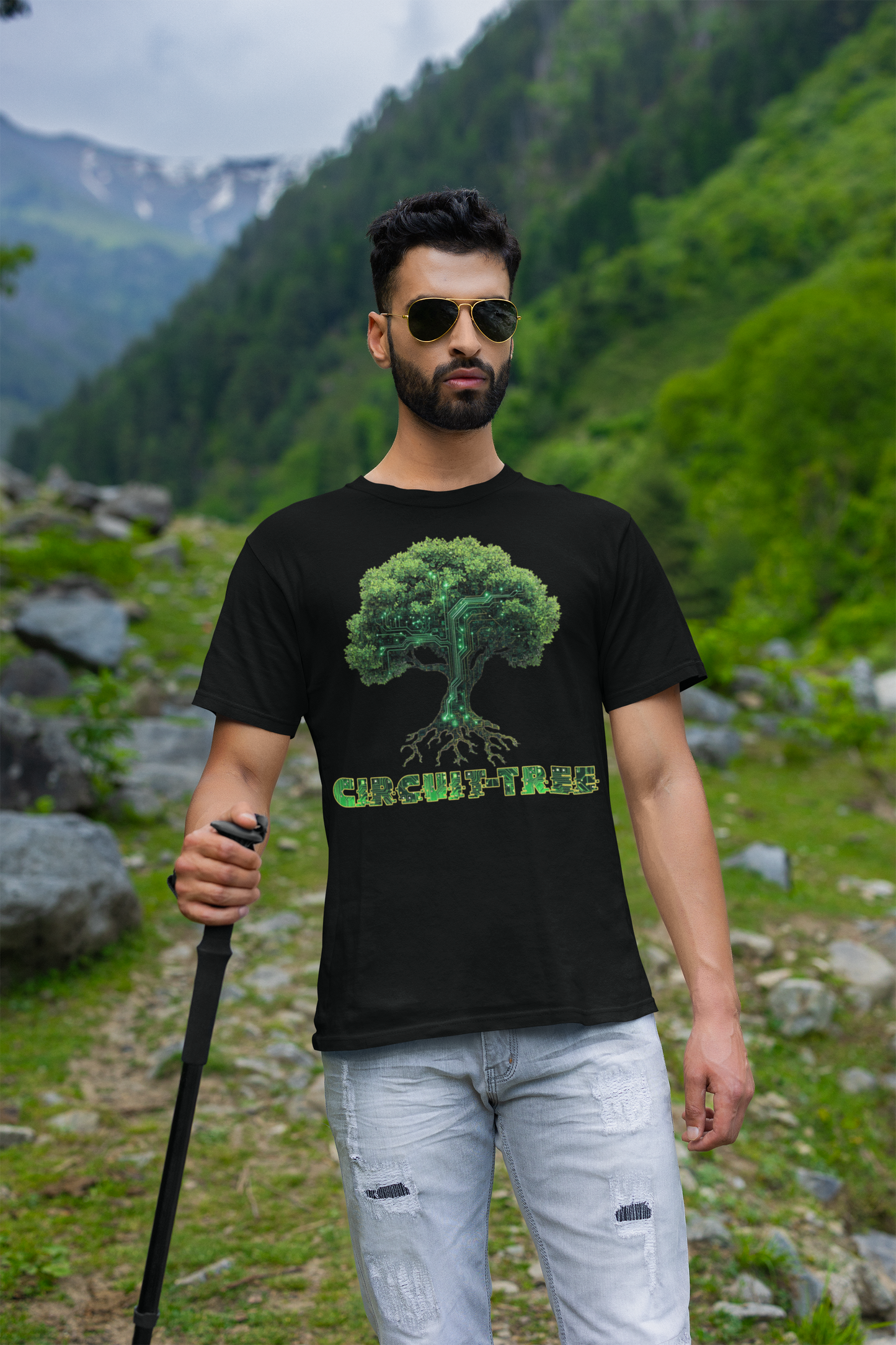 Unisex Circuit-Tree T-Shirt | Tech Meets Nature Graphic Tee | Eco-Friendly Geek Gift | Green Circuitry Design Shirt for Tech Lovers