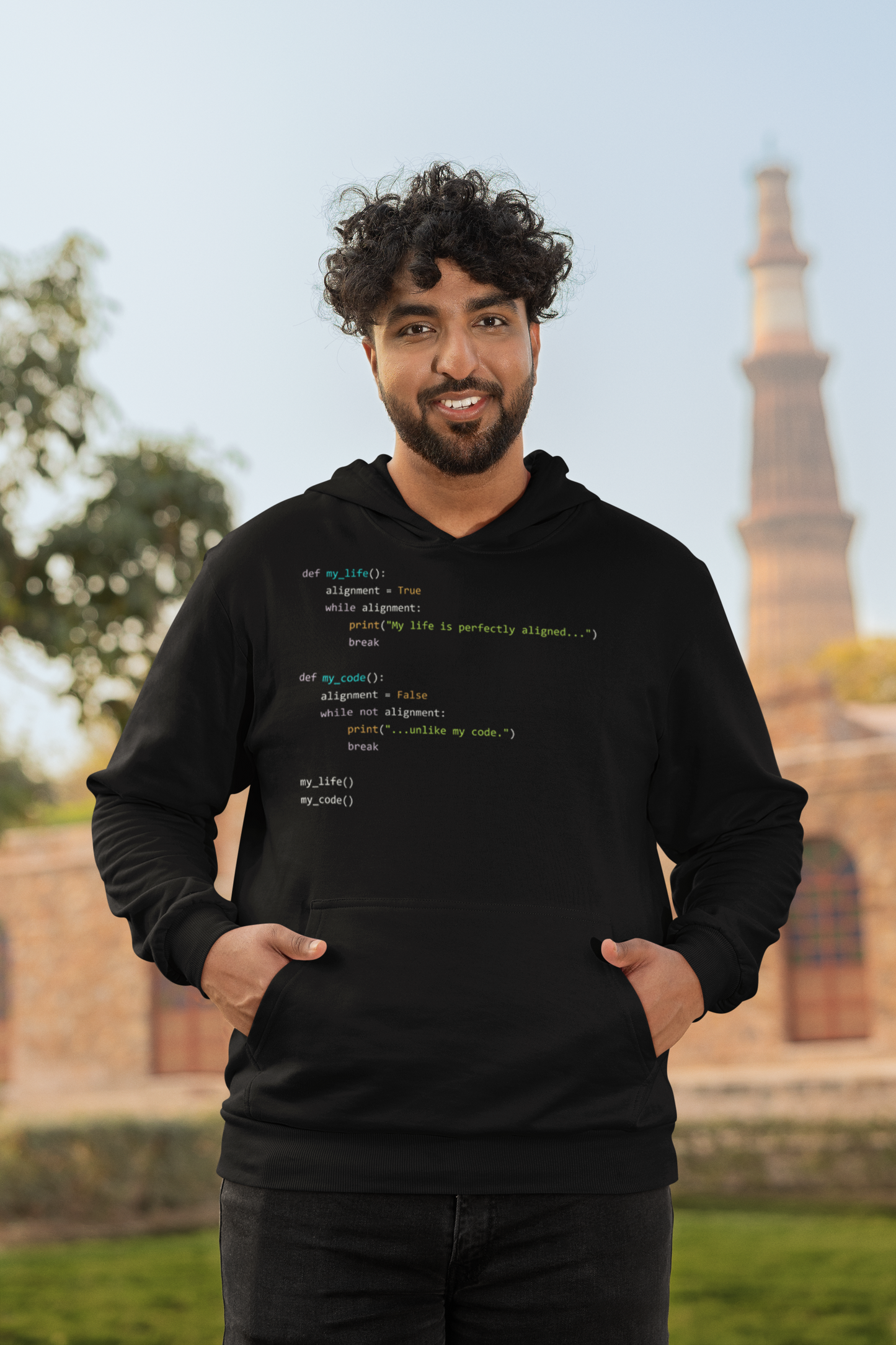Life in Alignment, Code in Chaos - Funny Python Developer Hoodie for Programmers | Coding Humor Hoodie | Gildan 18500 Unisex Hoodie | Geeky Software Engineer Gift | Available in Black or White