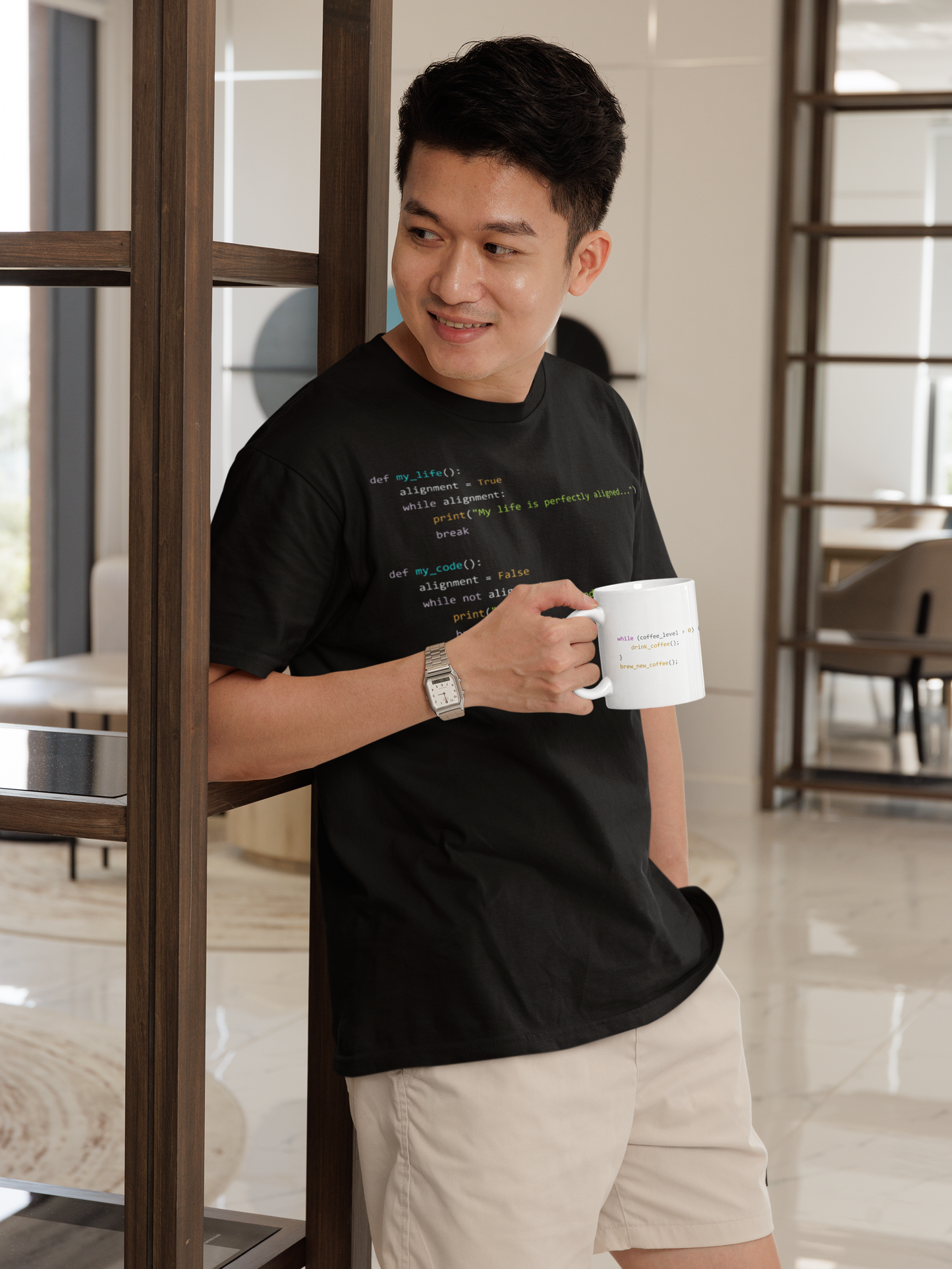 Life in Alignment, Code in Chaos - Funny Python Developer T-Shirt for Programmers | Coding Humor Tee | Gildan 5000 Unisex Shirt | Geeky Software Engineer Gift | Available in Black or White